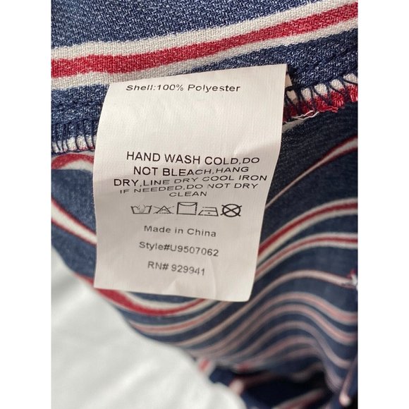 Suzanne Betro Weekend Blue Red White Stripe Tie Belt Pants 1X New NWT Flowy Wide - Picture 7 of 9